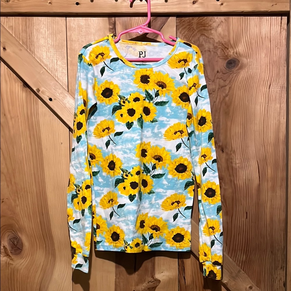 PJ Sunflower Long Sleeve Tee - Blue and Yellow